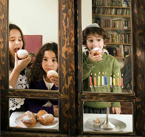 Children Eating Sufganiyot