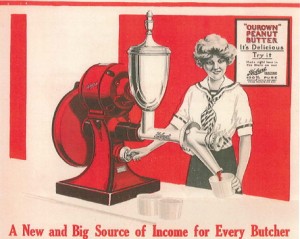 A snippet from an advertisement for an early Hobart peanut butter grinder