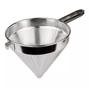 stainless steel china cap chinois strainer with hook and handle