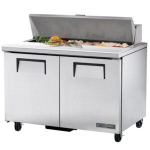 2-door refrigerated prep table with cutting board