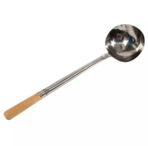 stainless steel wok ladle with wood handle