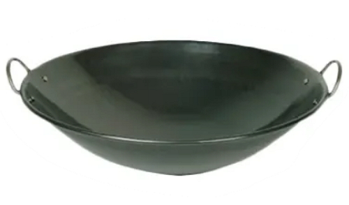 iron wok with two handles