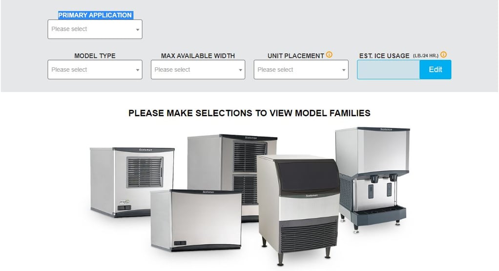 Screenshot of Scotsman Configurator