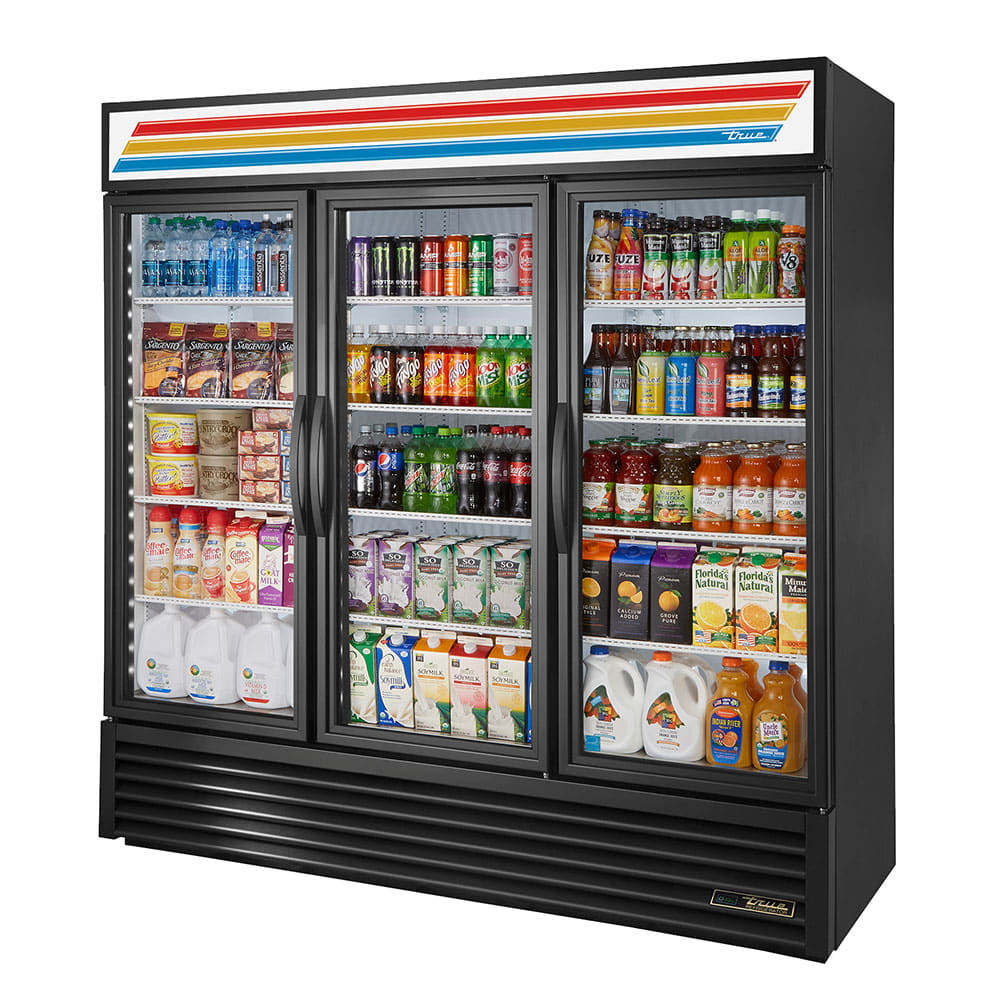 True 3 section glass merchandiser