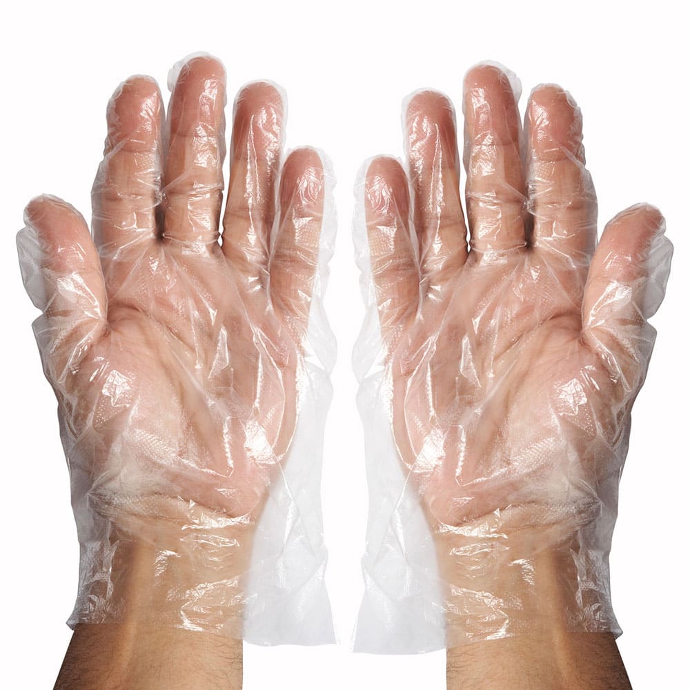 Clear polyethylene gloves