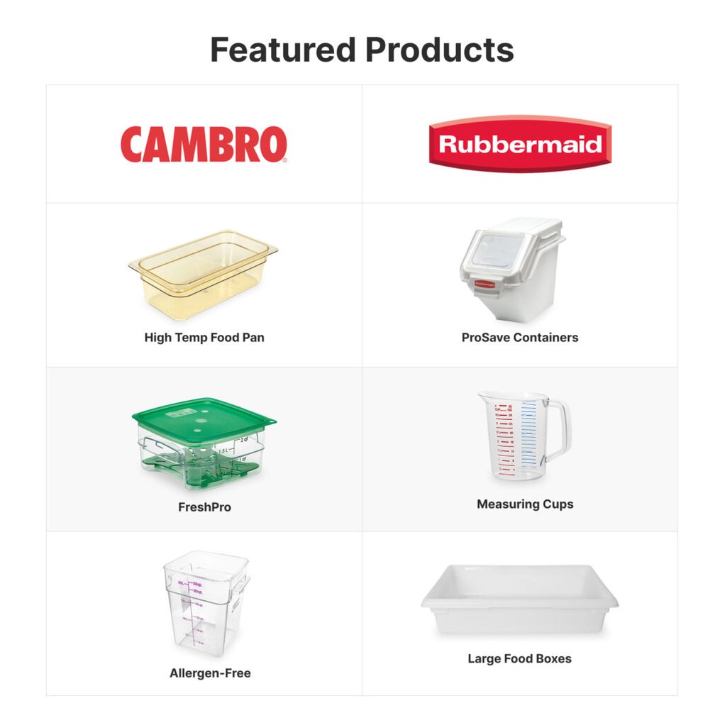 Cambro and Rubbermaid featured products