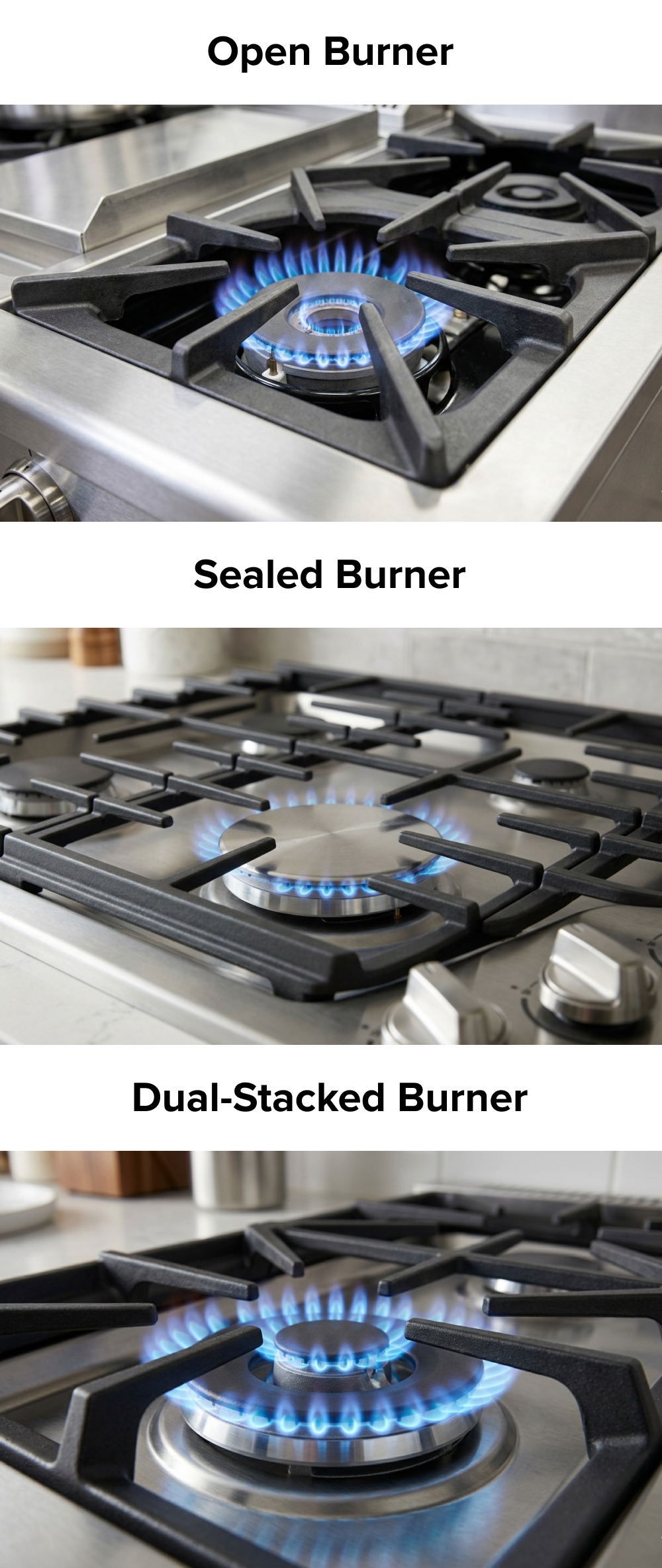 open sealed and dual burners