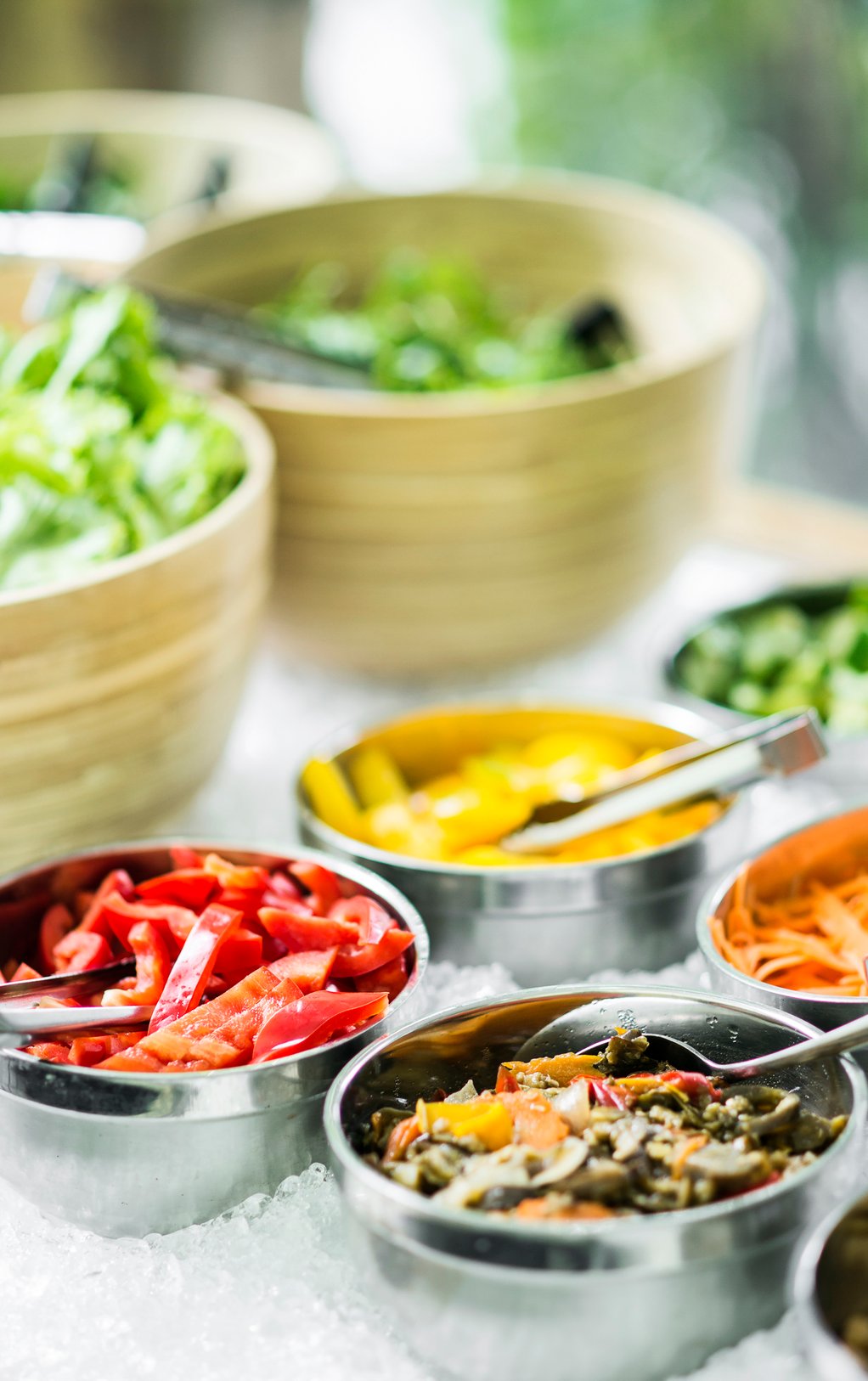 salad bar items on ice